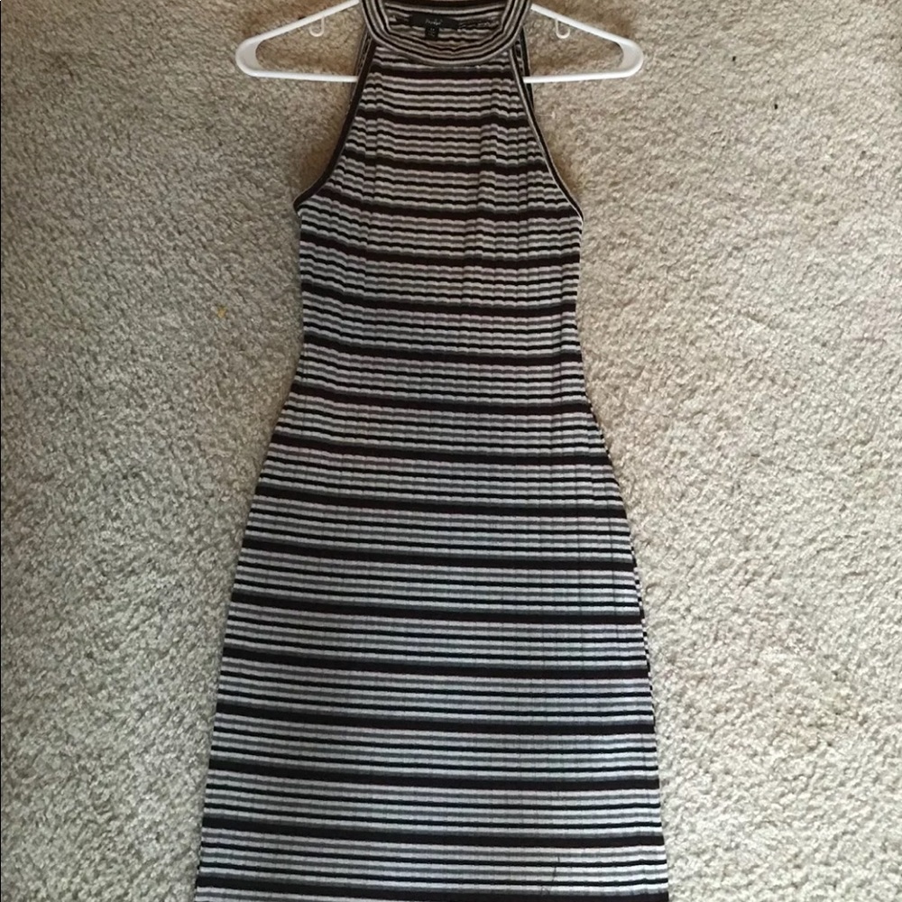 Burgundy, Grey and White Bodycon Dress Size M